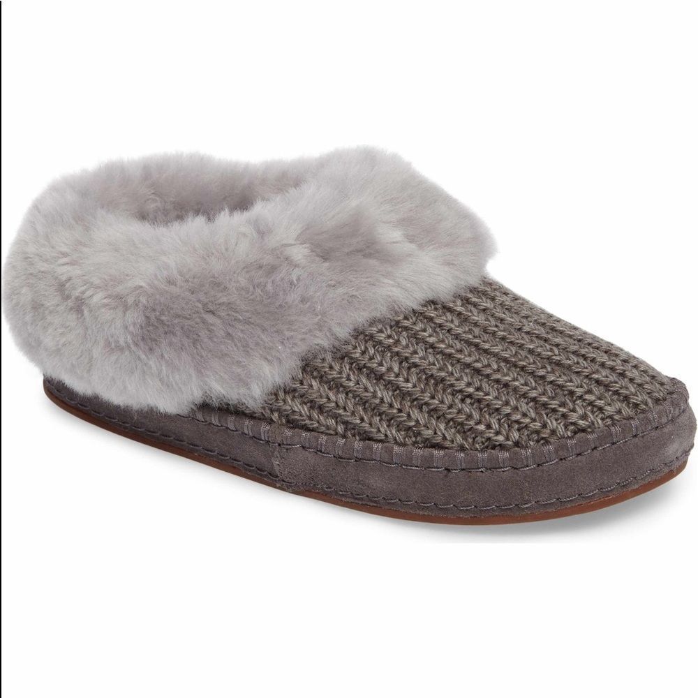 Authentic UGG Wrin Rib Knit Grey Slippers/Slides/Moccasins Size 9